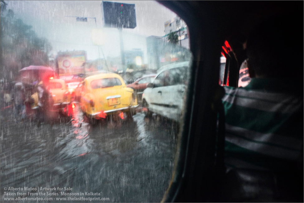 Traffic viewed from a Taxi, Kolkata, Bengal, India.