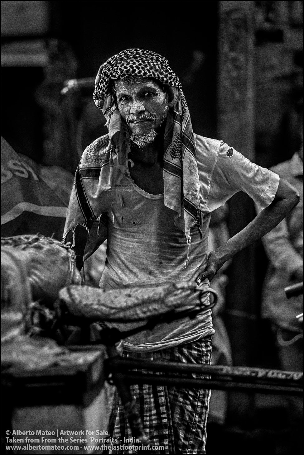 Portrait of Porter, Bara Bazar, Kolkata, India.