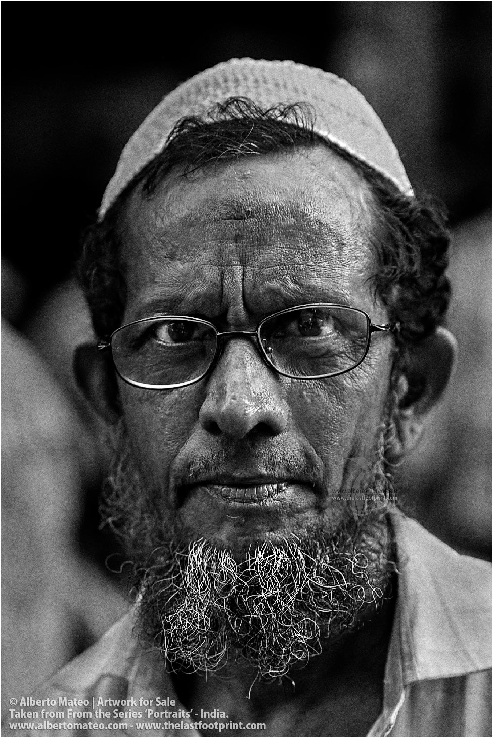 Portrait of Muslim Porter Foreman, Bara Bazar, Kolkata, India.