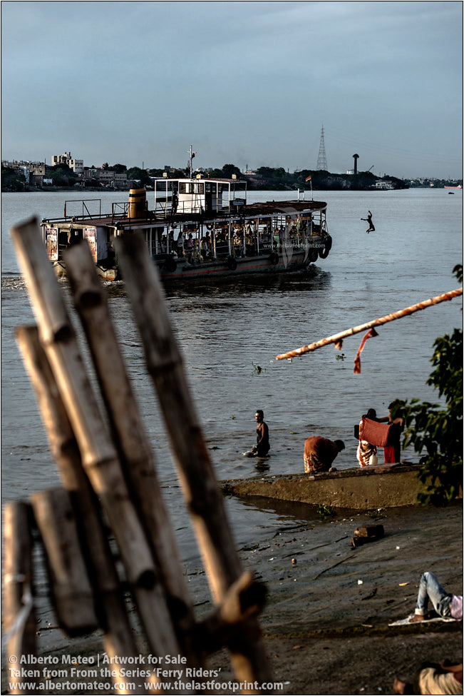 Ferry in the Ghats in Hooghly River, Kolkata, India.