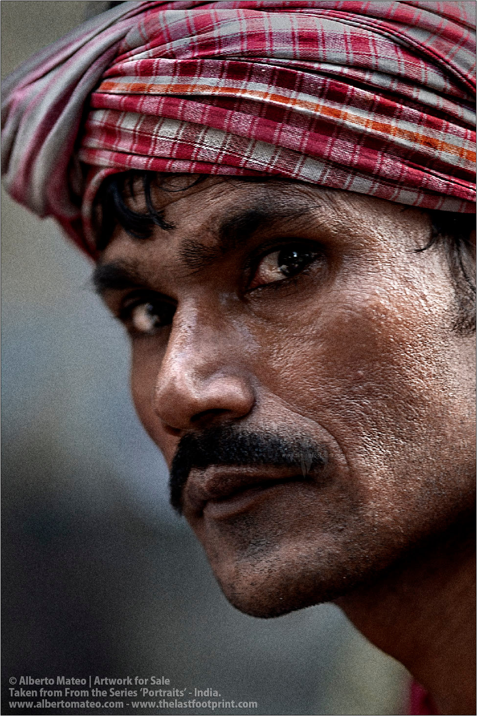 Portrait of Porter in Bara Bazar streets, Kolkata, India. [COLOR]