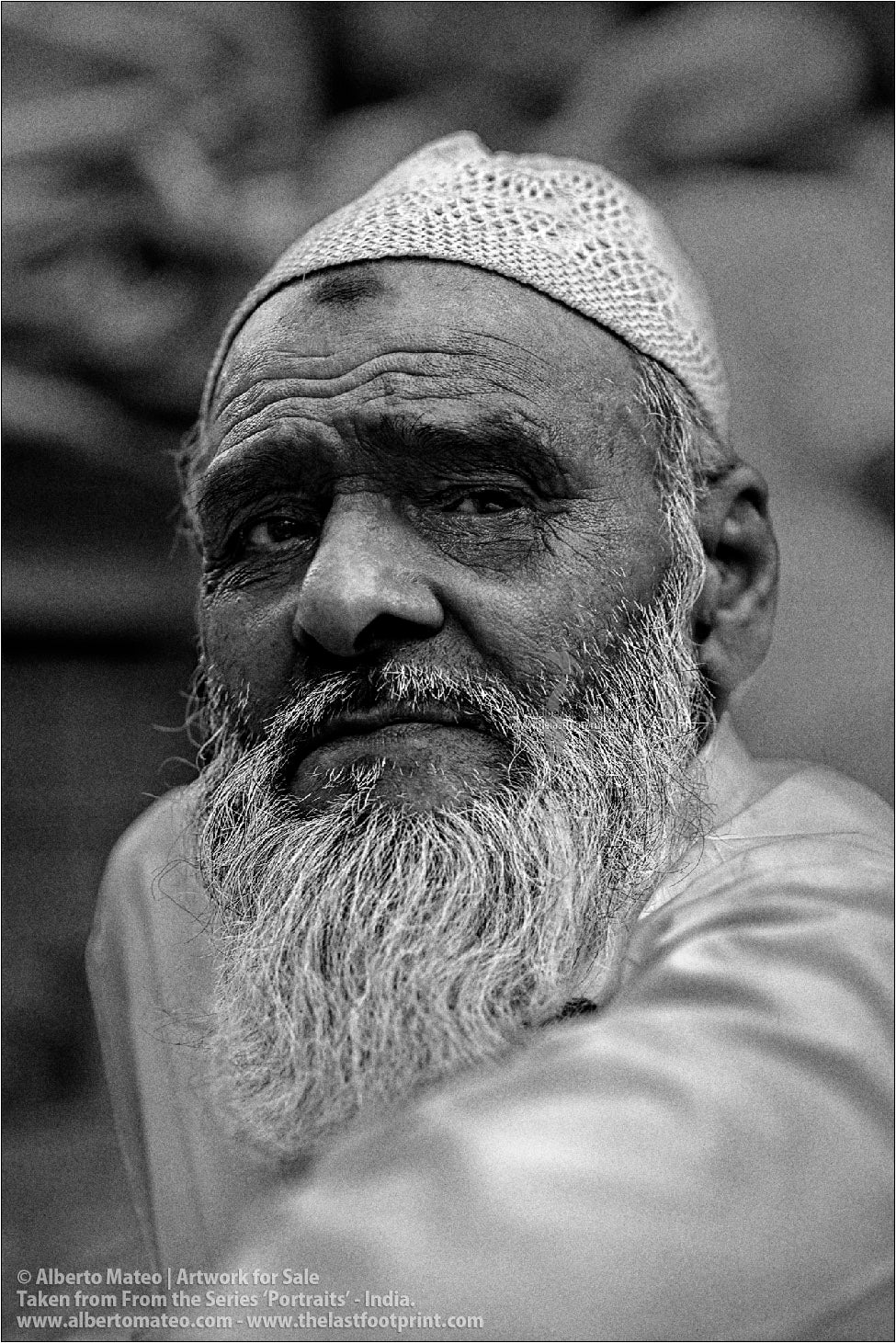 Portrait of Muslim Seller, Bara Bazar, Kolkata, India.