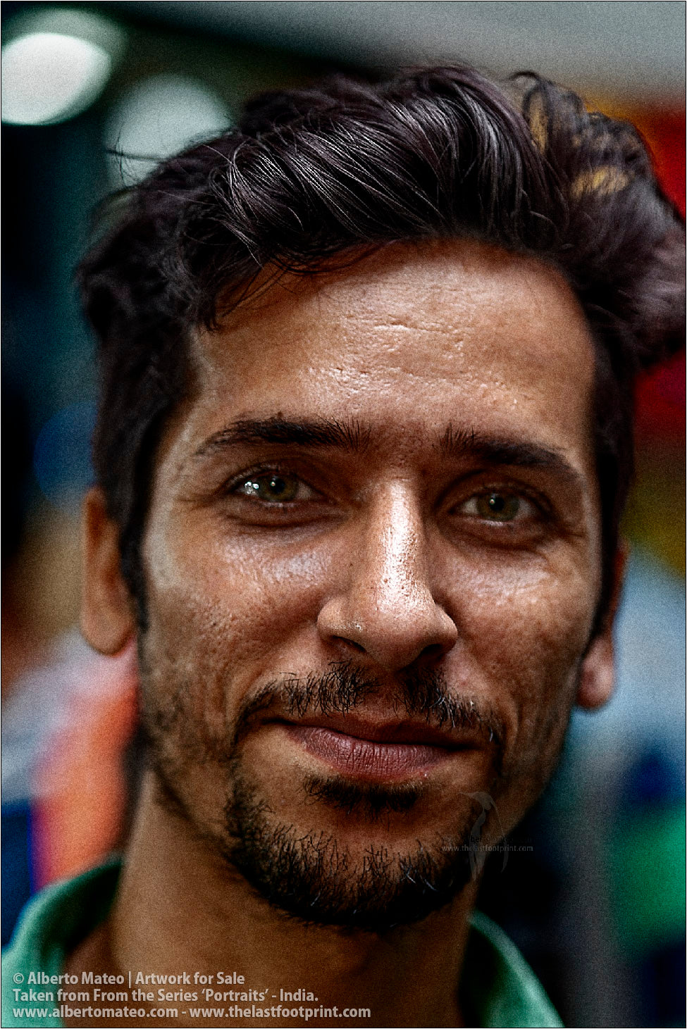 Portrait of Muslim seller Porter in Bara Bazar streets, Kolkata, India. [COLOR]