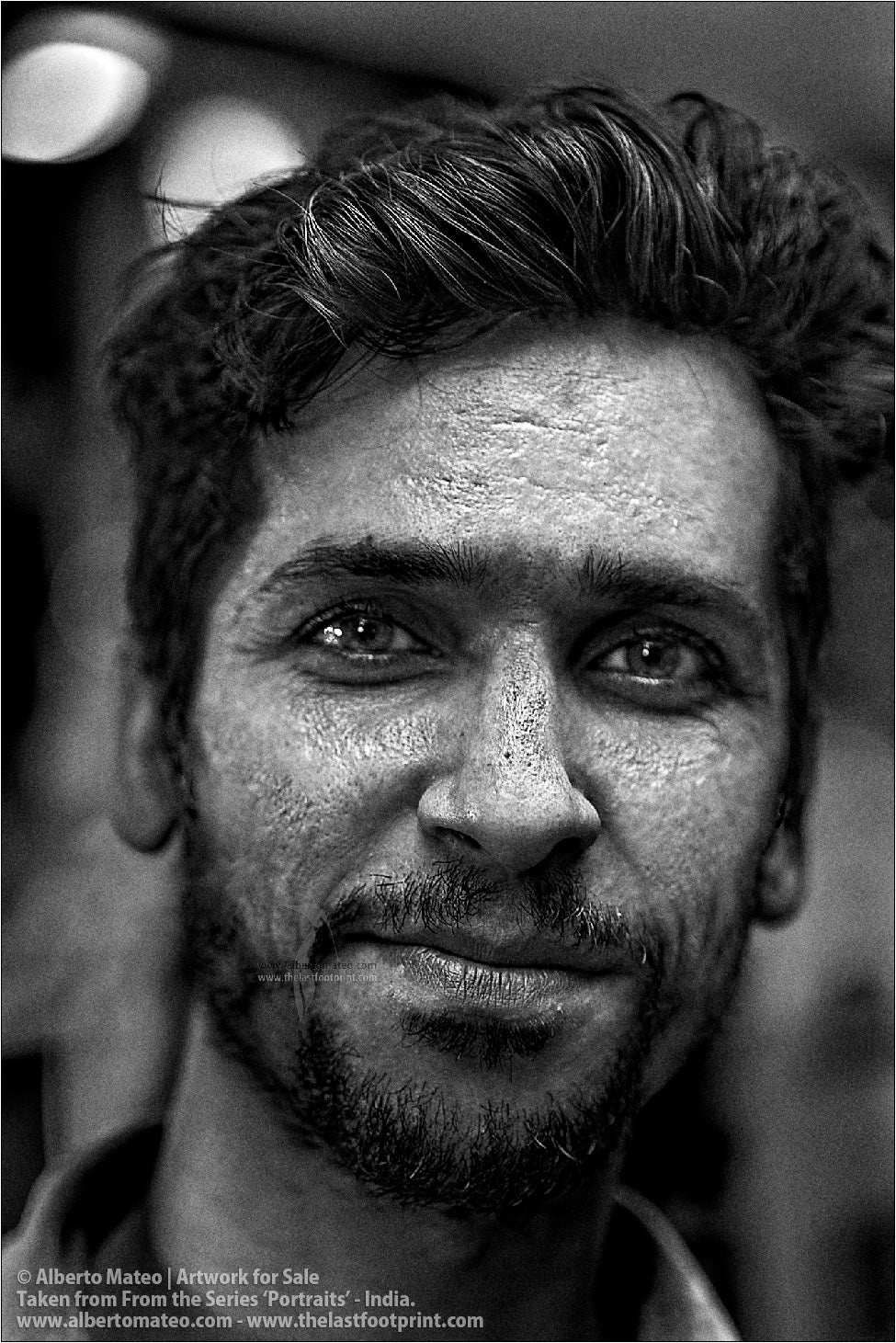 Portrait of Muslim seller Porter in Bara Bazar streets, Kolkata, India. [BLACK AND WHITE]