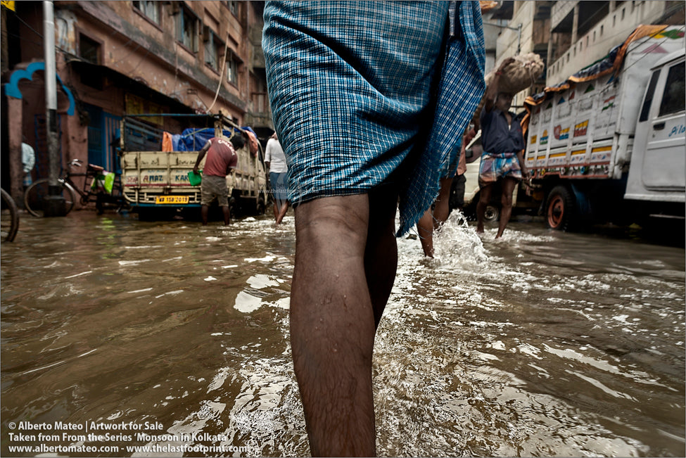 Bara Bazar Docks in Monsoon rain, Kolkata, Bengal, India.