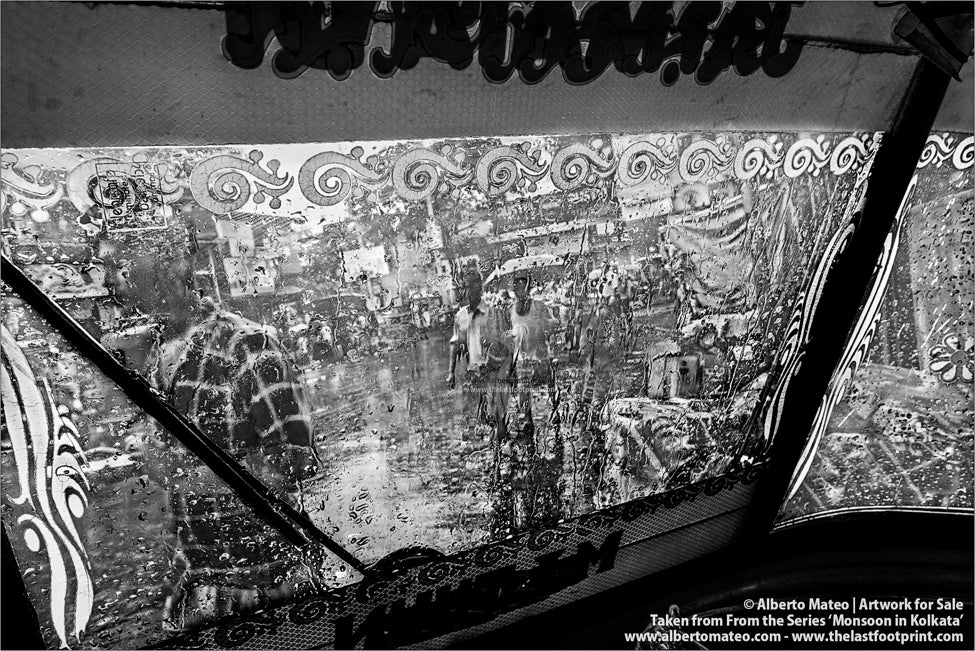 Pedestrians under the rain, Monsoon, Kolkata, Bengal, India.