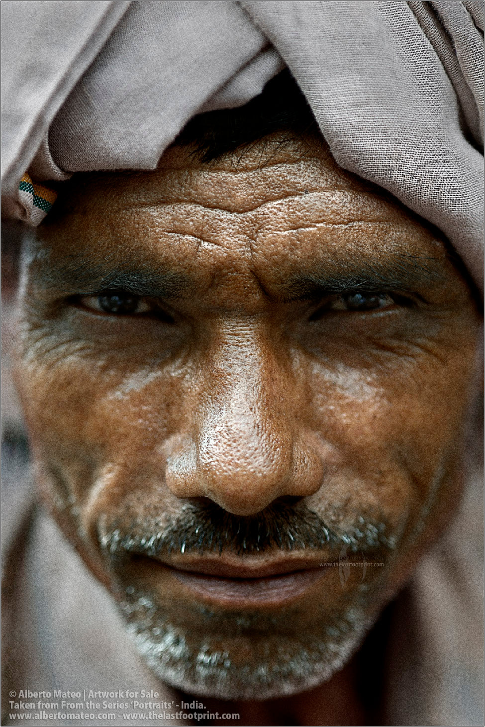 Porter's Face Close Detail, Bara Bazar streets, Kolkata, India.
