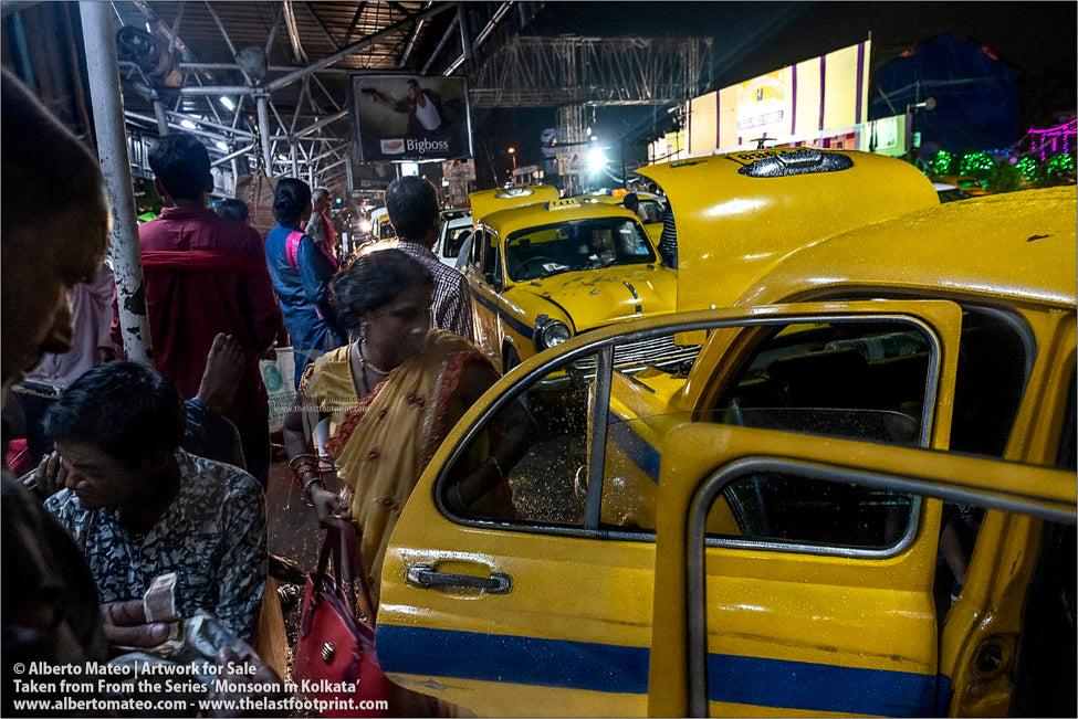 Taxis in Howrah Station, Kolkata, Bengal, India.