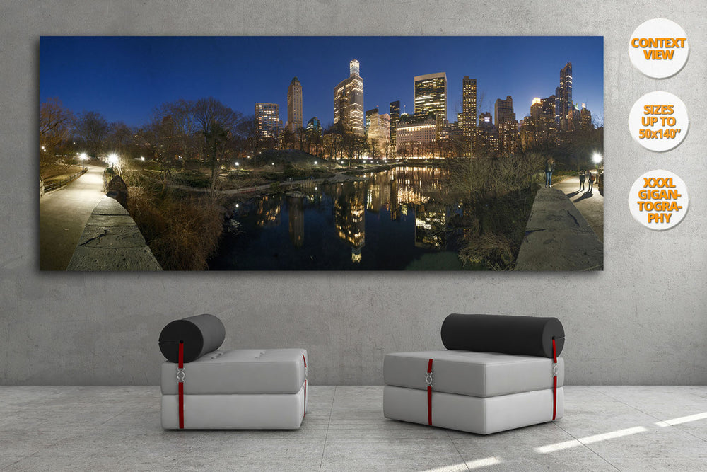 The Pond at dusk, Central Park at dusk, NYC, USA. | View of the Print hanged in living room.