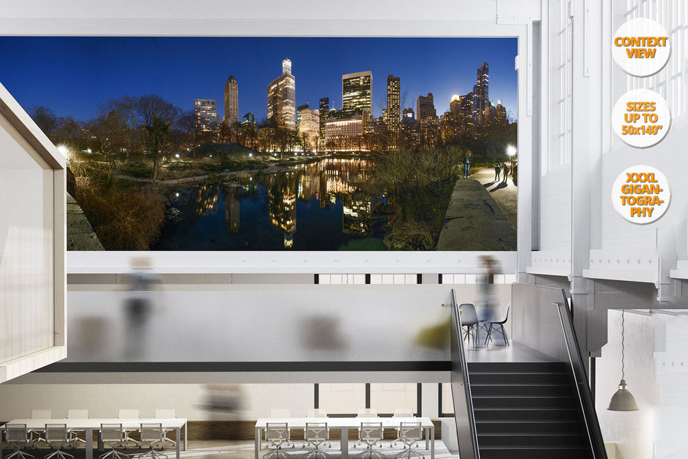 The Pond at dusk, Central Park at dusk, NYC, USA. | Giant Print hanged in office.