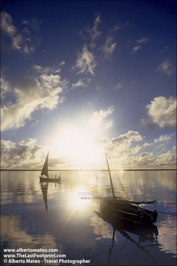 Dhows at sunrise, Lamu Island, Kenya.