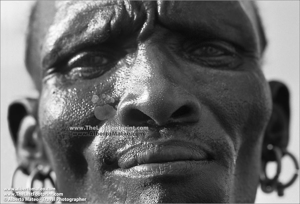 Turkana man, Loyangalani, Lake Turkana. | Black and White Fine Art Print.