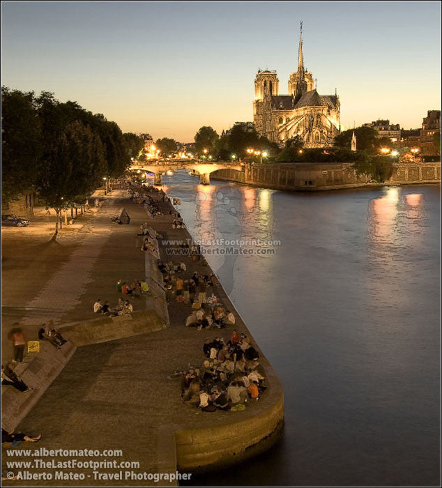 River Seine next to Notre Dame Cathedral, Paris. | Square crop.