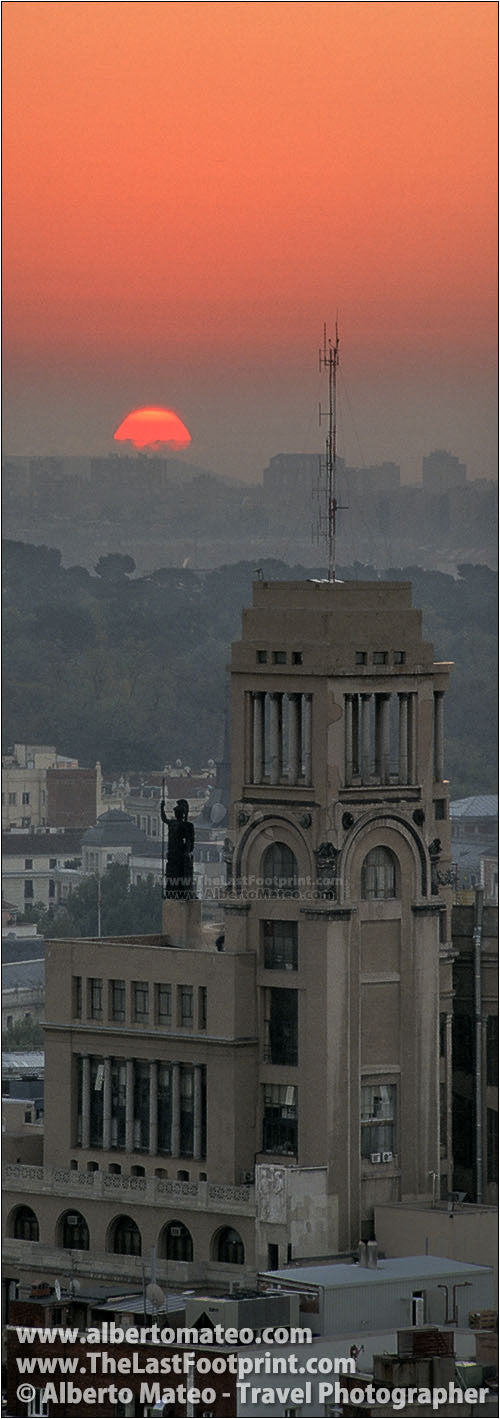 Sunrise in Madrid, Spain.