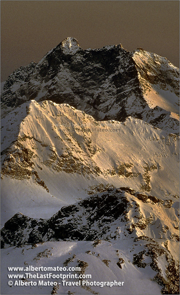 Mount Corno Bianco at dusk, Alps, Italy.  | Cropped for Pinterest.