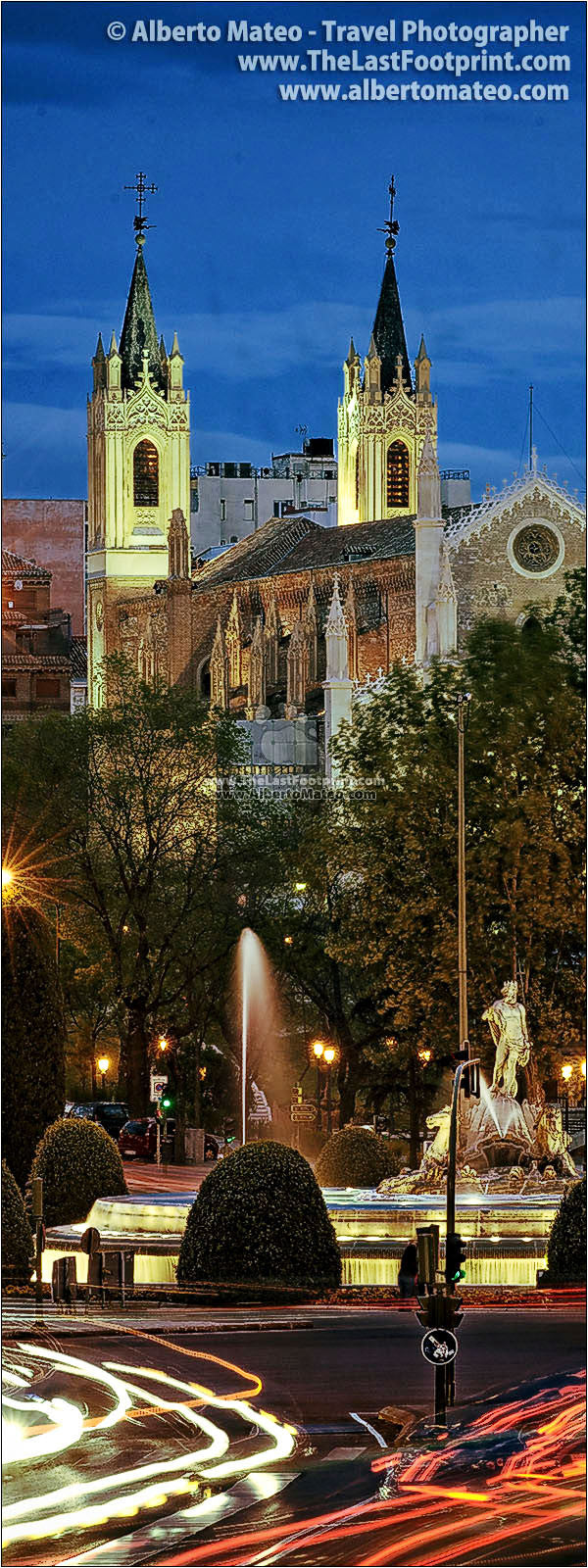 Los Jeronimos and Neptune Fountain, Madrid, Spain. | Open Edition Fine Art Print.