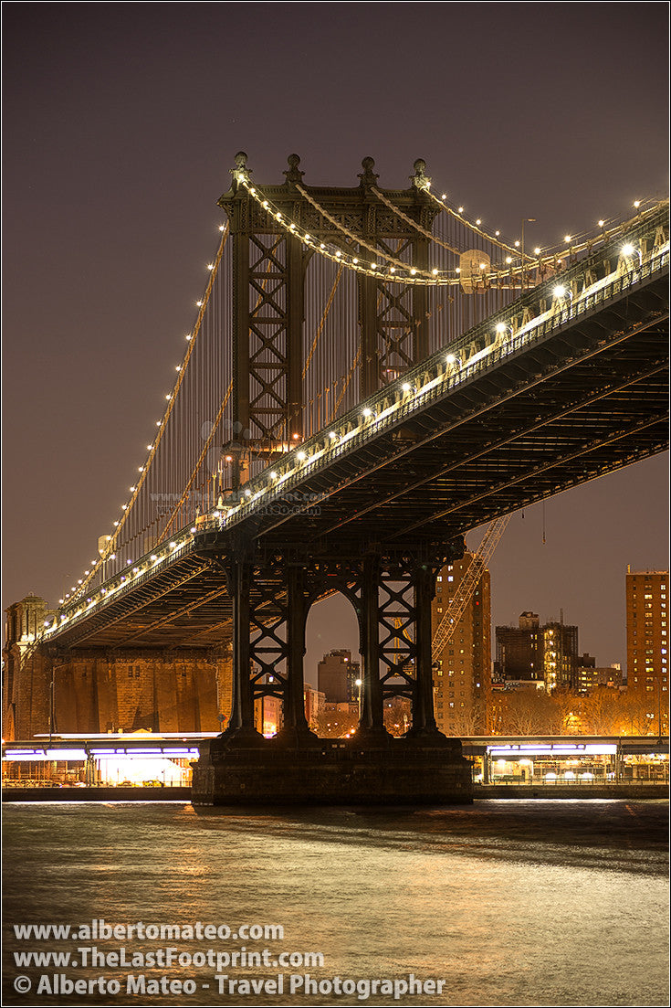 Manhattan Bridge by night, New York. | Open Edition Fine Art Print.