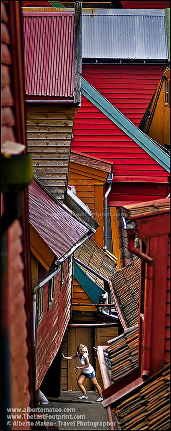 Colorful roofs on Nordic houses, Bergen, Norway. | Open Edition Print.