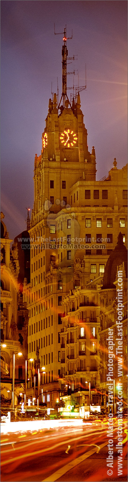 Telefonica Building in the Gran Via, Madrid. | Vertical Panoramic Crop