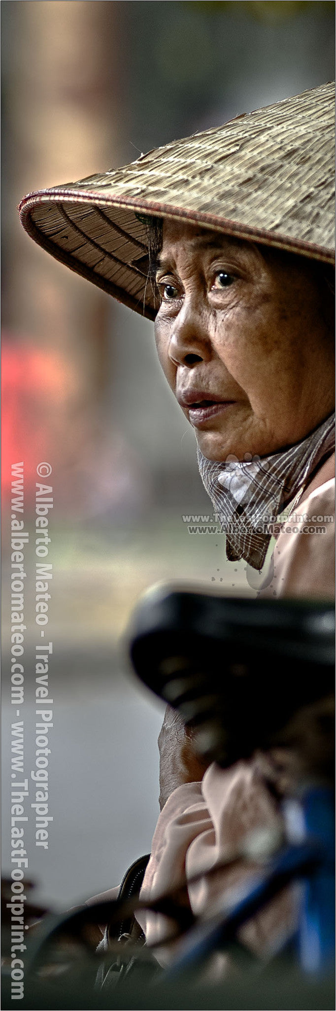 Portrait of a Vietnamese woman, Hanoi old quarters, Vietnam.