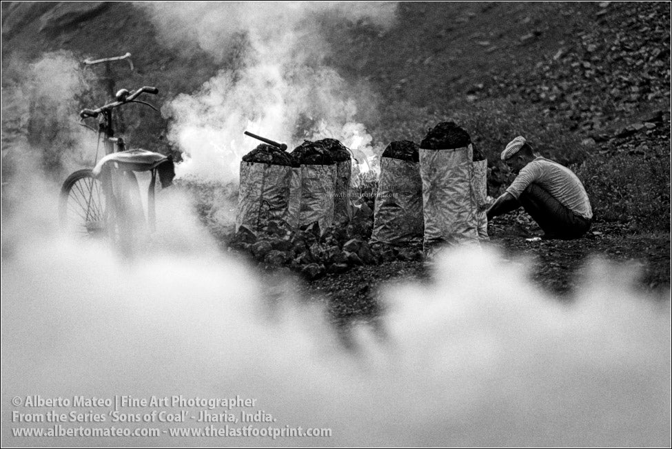 Squatted man with Coal Bags, Sons of Coal Series.