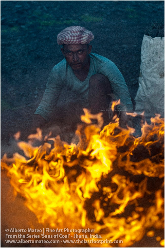 Portrait of Man next to Bonfire, Sons of Coal Series.