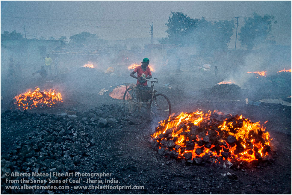 Boy with Bicycle among Fires, Sons of Coal Series.