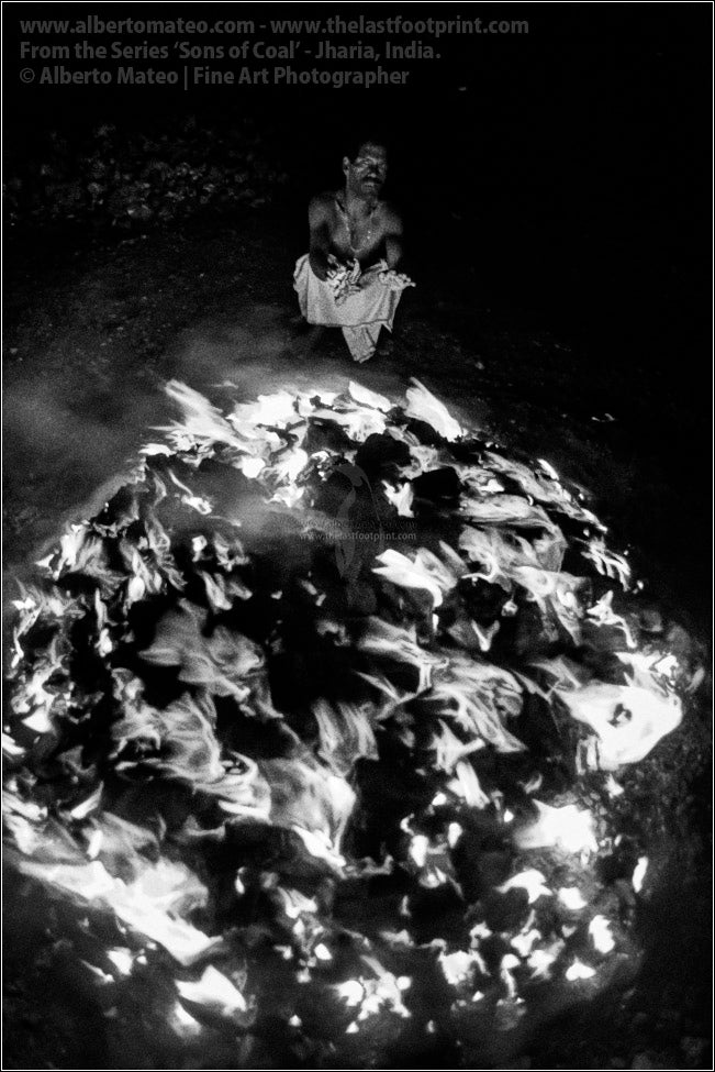 Man heating his hands with Fire, Sons of Coal Series.