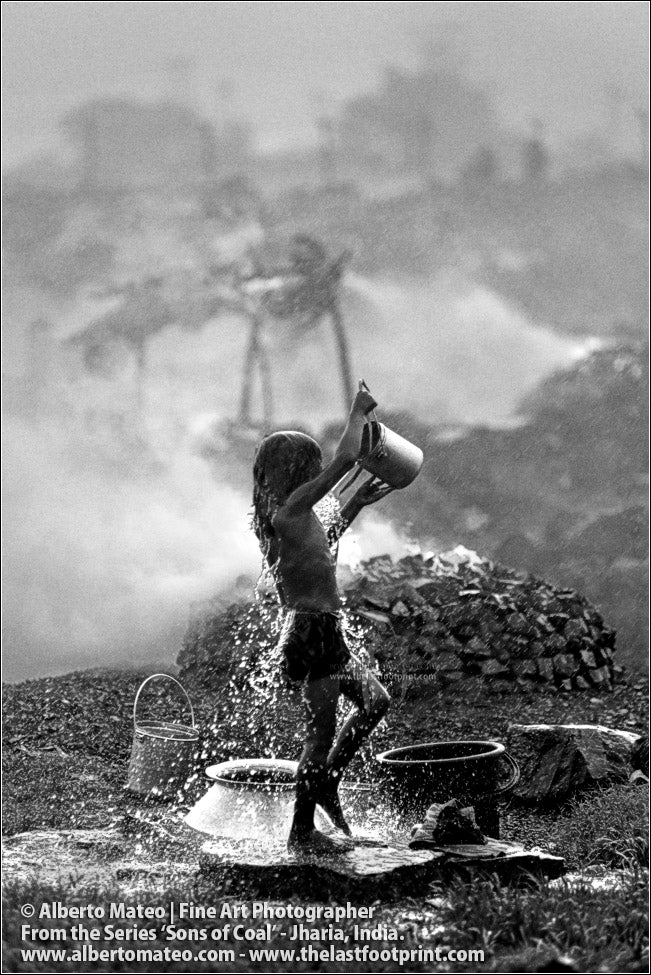 Girl having a shower under the Rain, Sons of Coal Series.